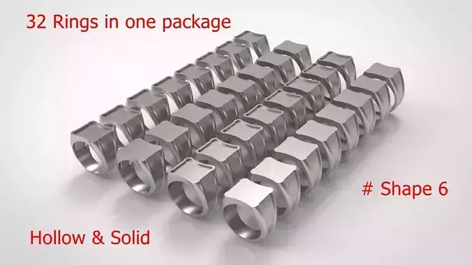 Signet Men Ring Pack No 06 3D print model