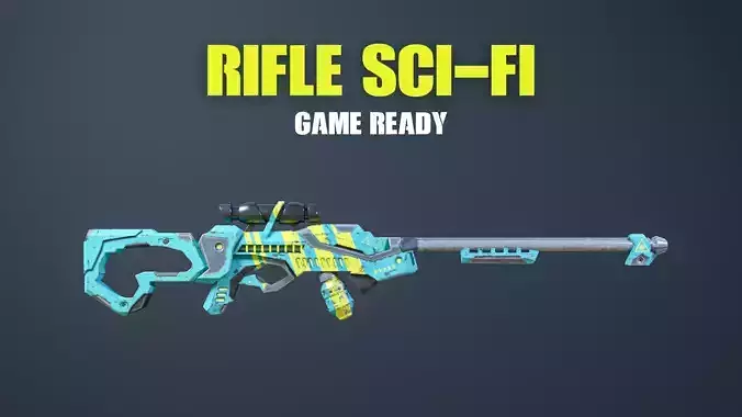 Rifle Sci-Fi Game Ready Low-poly 3D model