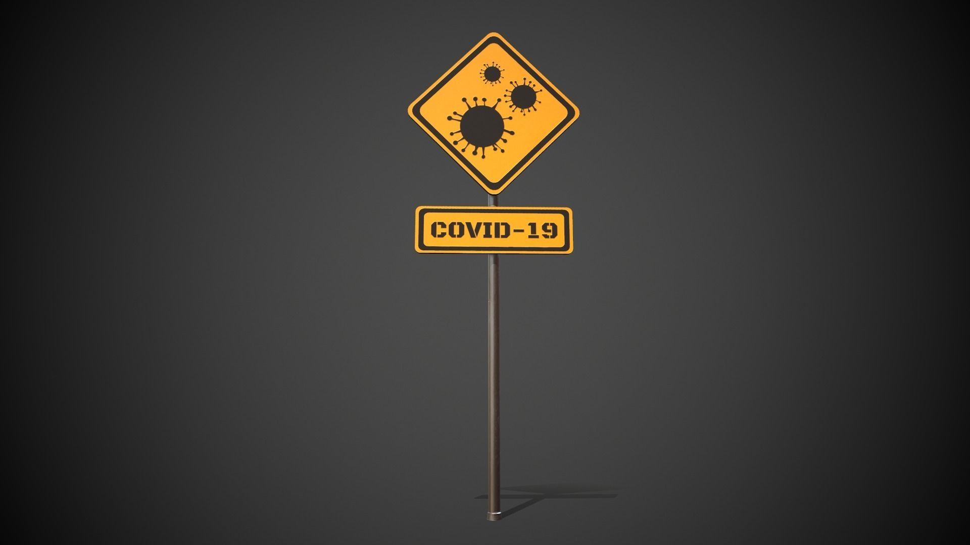 Covid-19 Danger Sign Low-poly 3D model_8