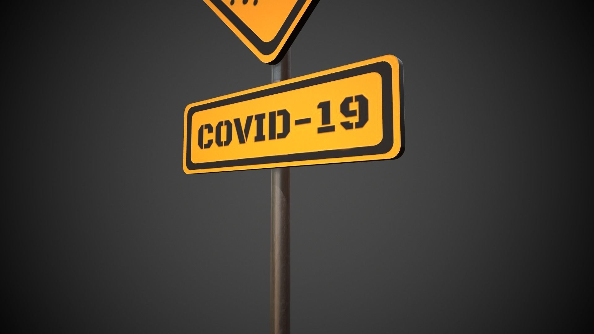 Covid-19 Danger Sign Low-poly 3D model_6