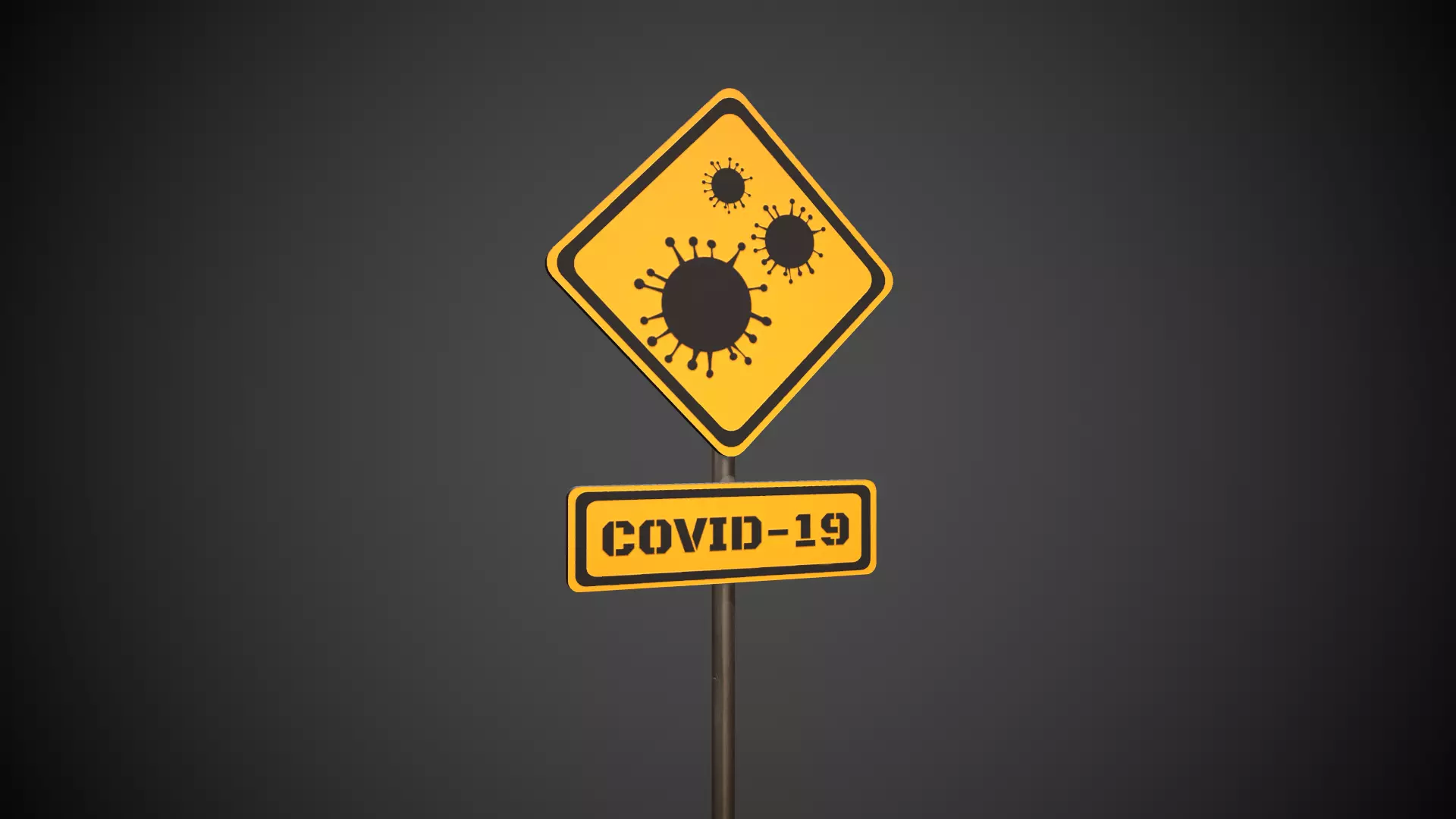 Covid-19 Danger Sign Low-poly 3D model_0