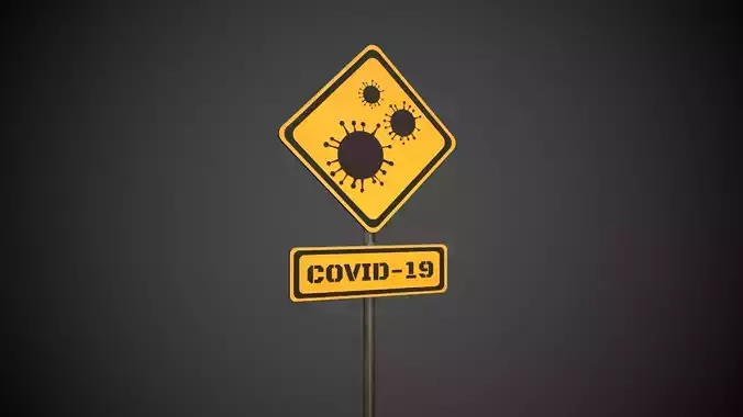 Covid-19 Danger Sign Low-poly 3D model