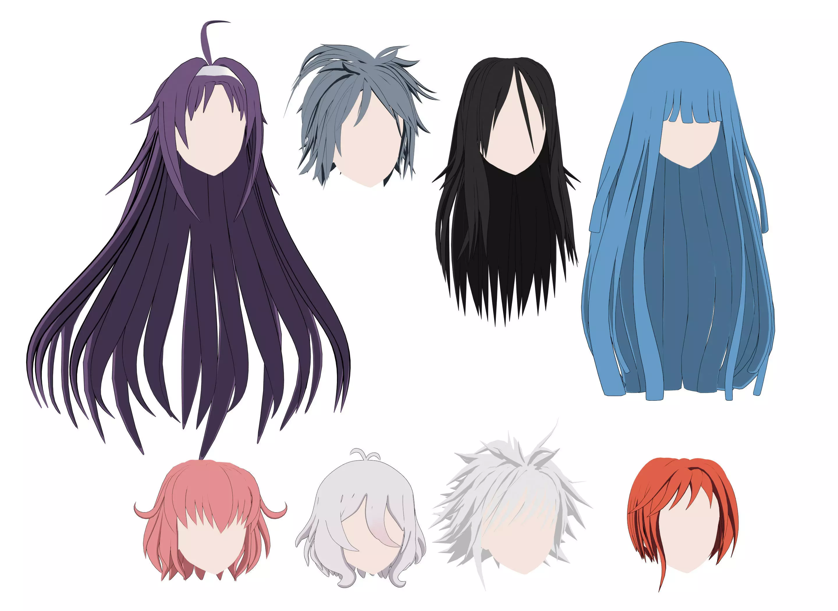 Anime Hair Low-poly 3D model