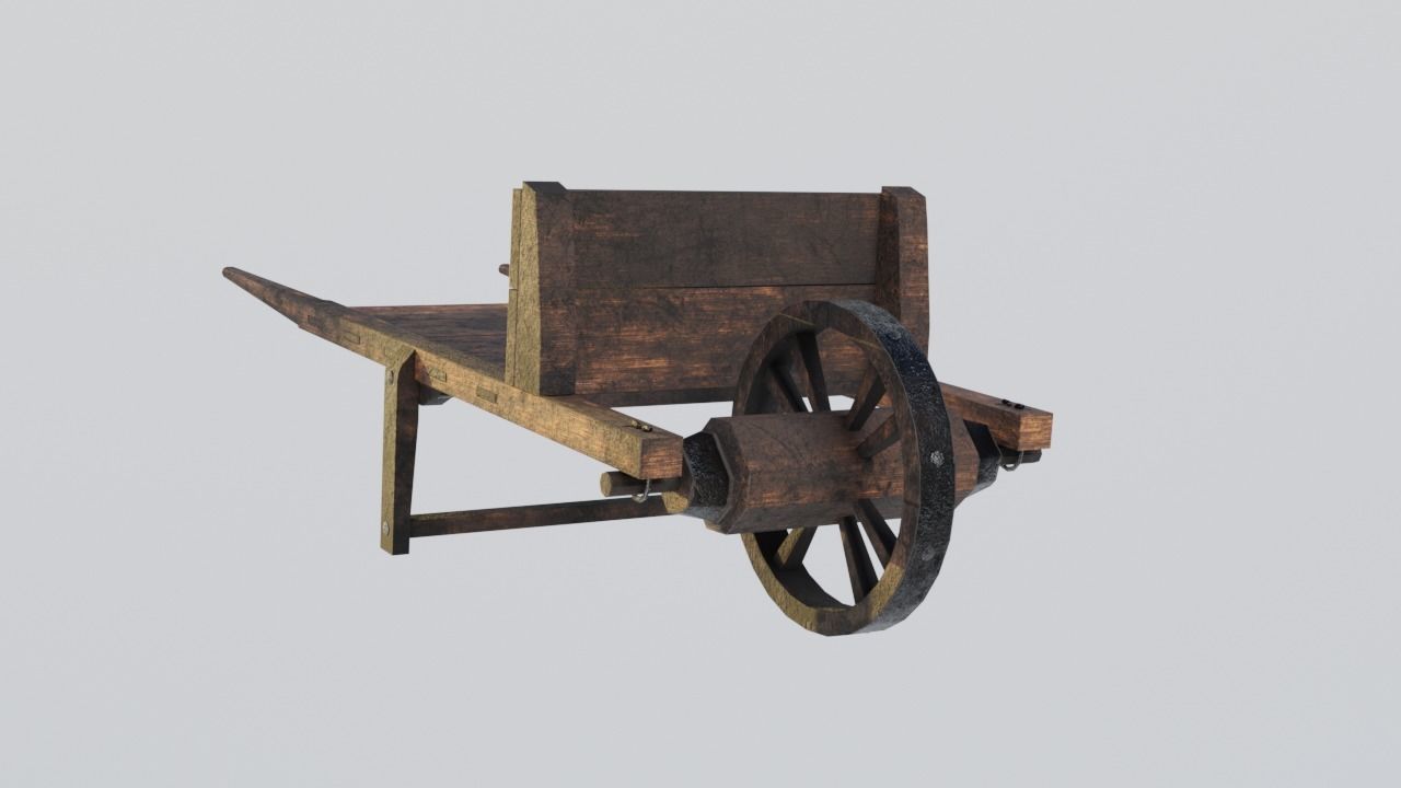 Medieval cart Gameready Low-poly 3D model_2