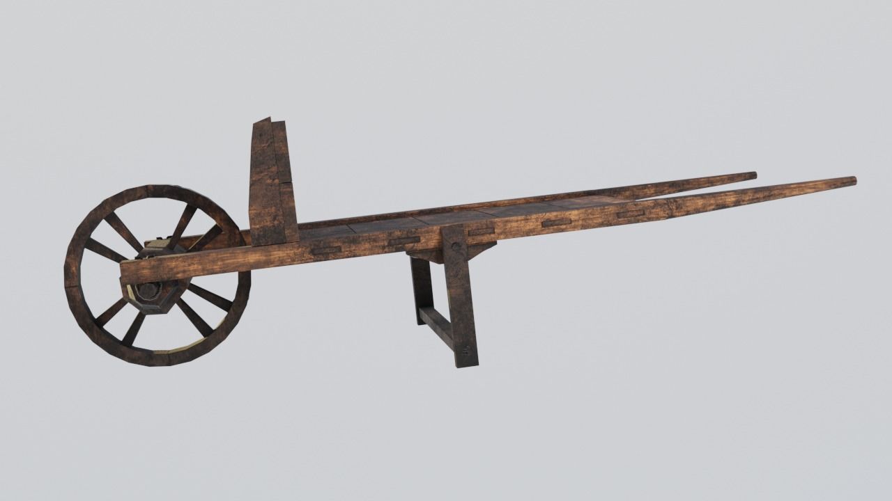 Medieval cart Gameready Low-poly 3D model_3