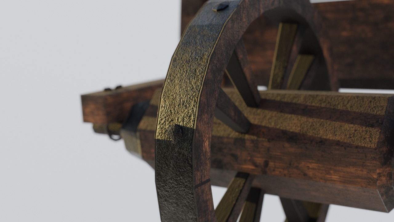 Medieval cart Gameready Low-poly 3D model_6