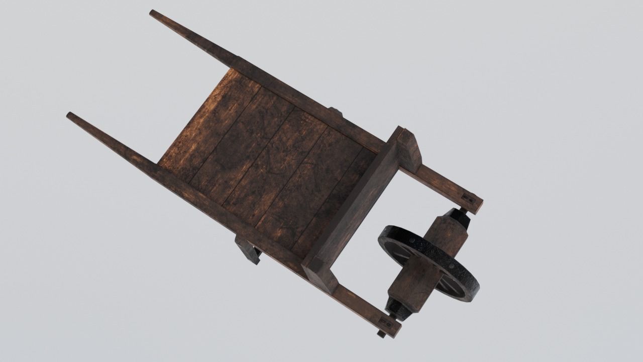 Medieval cart Gameready Low-poly 3D model_5