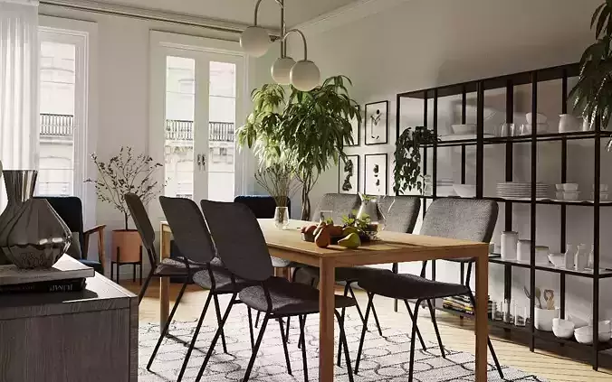 Interior Scene DiningRoom 3D model  3D model
