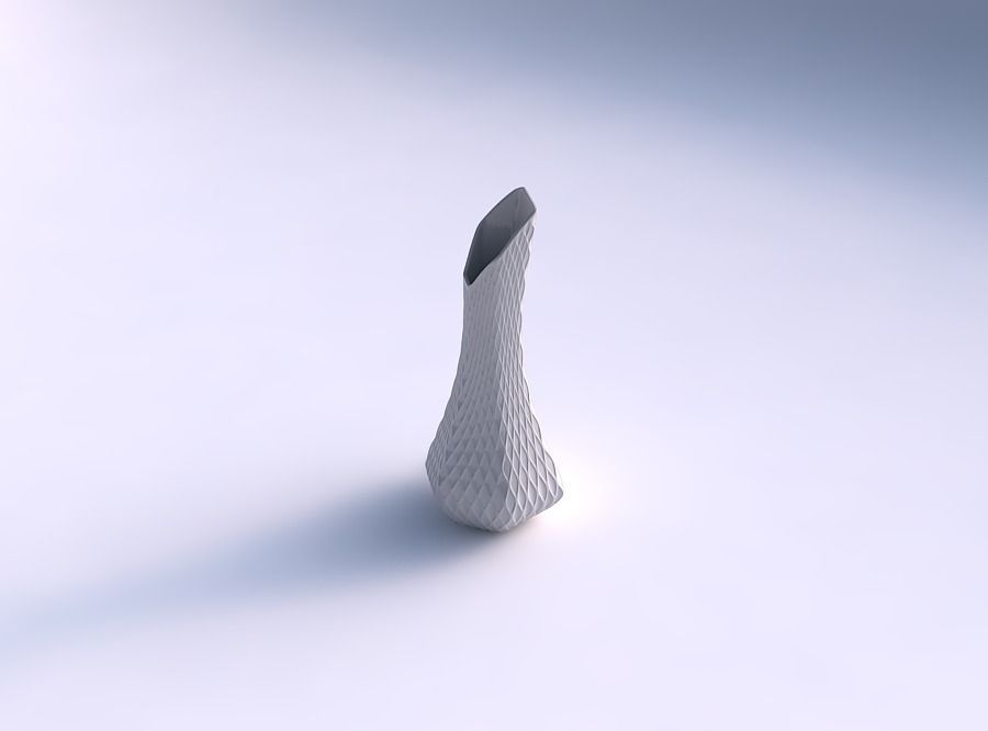 Vase top bent hexagon 2 with diagonal grid dents 3D print model