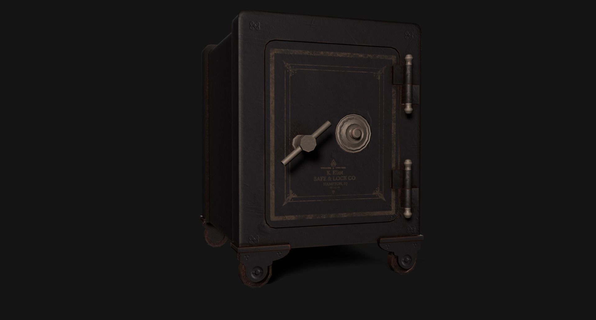 Old Iron Safe Low-poly 3D model_14