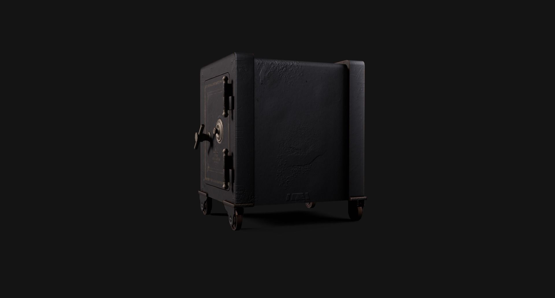 Old Iron Safe Low-poly 3D model_2