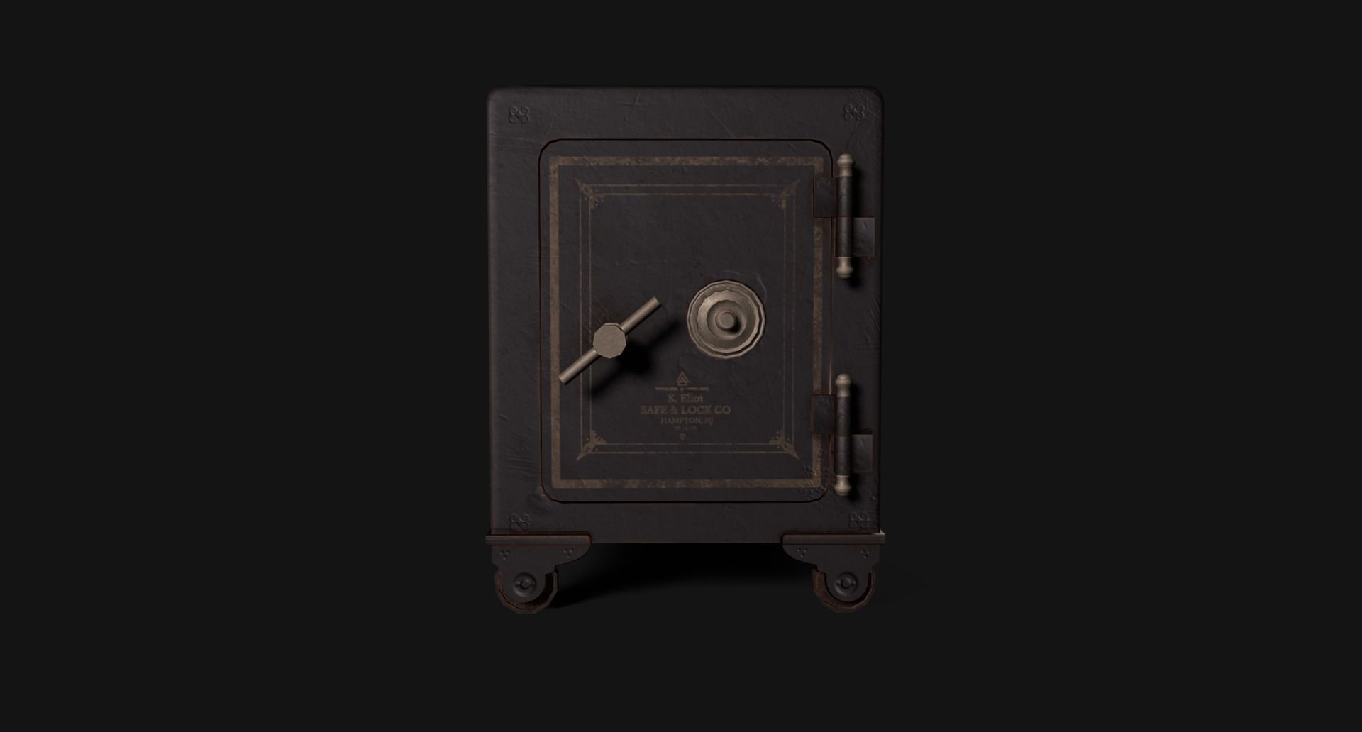 Old Iron Safe Low-poly 3D model_21