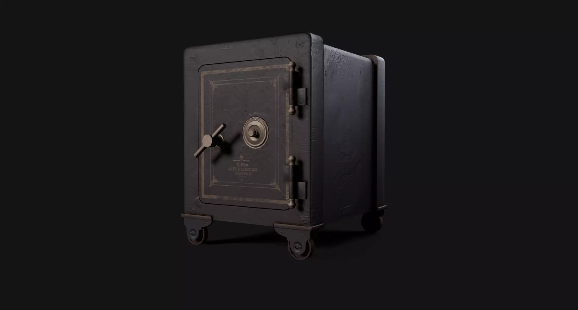 Old Iron Safe Low-poly 3D model_0