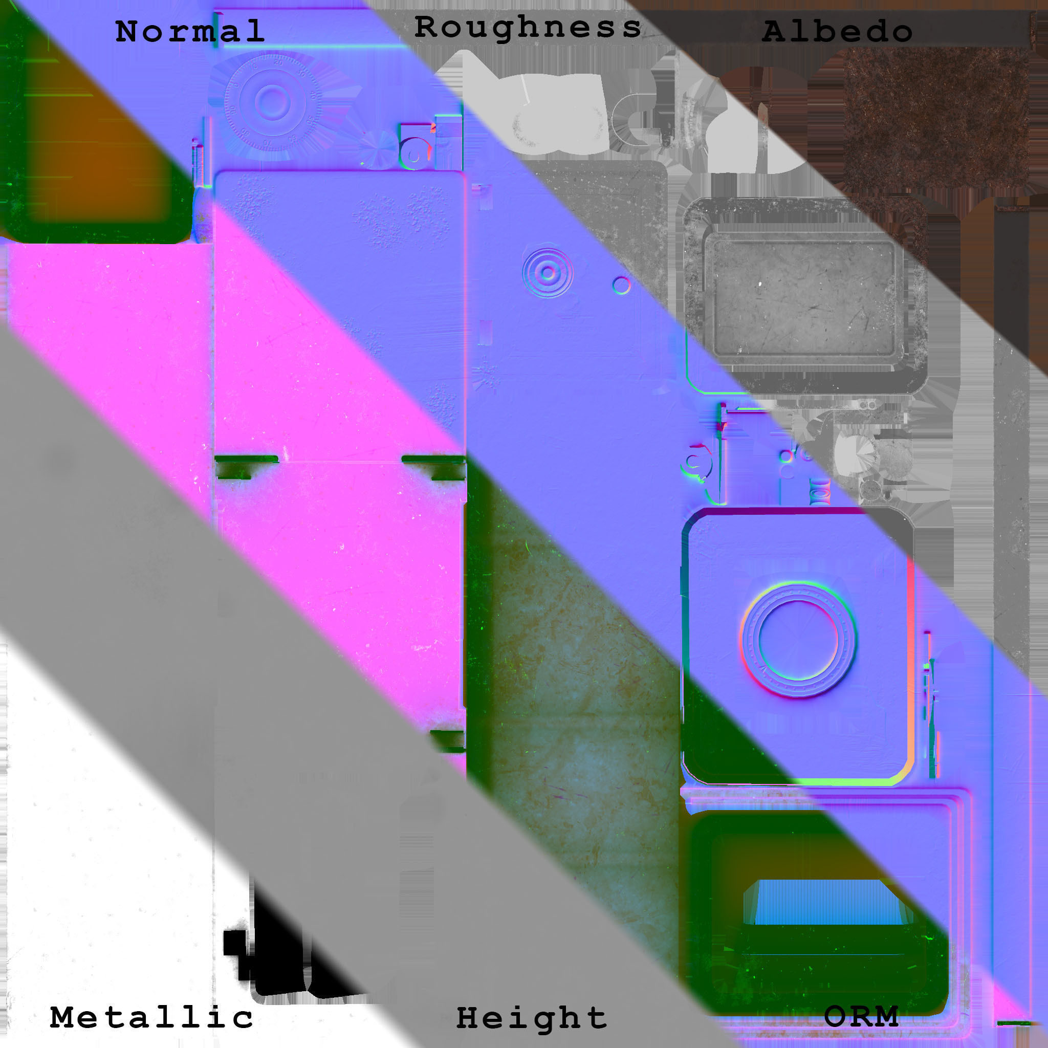 Old Iron Safe Low-poly 3D model_25