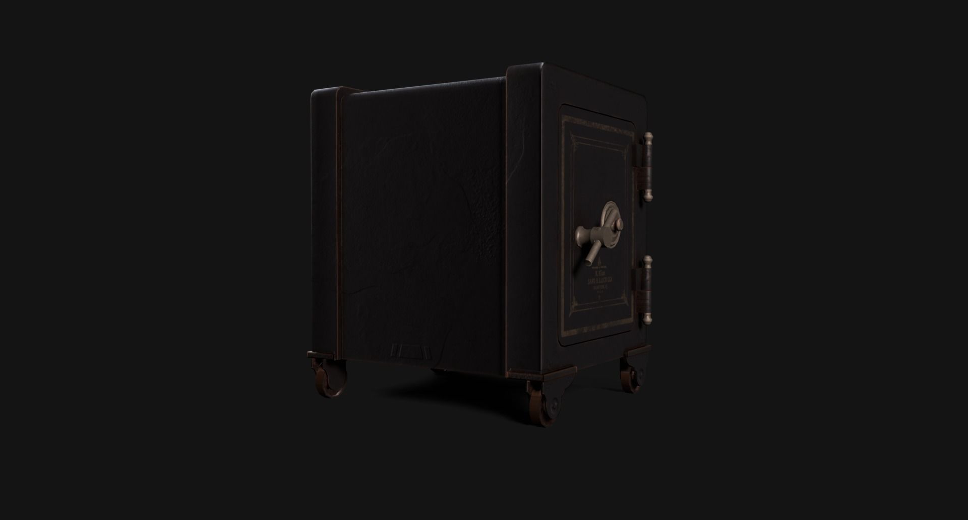 Old Iron Safe Low-poly 3D model_12