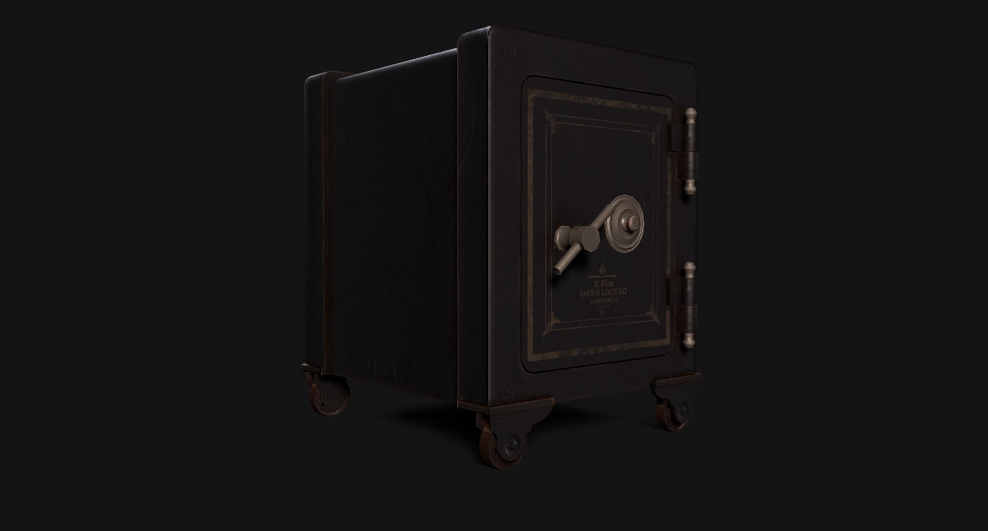 Old Iron Safe Low-poly 3D model_13
