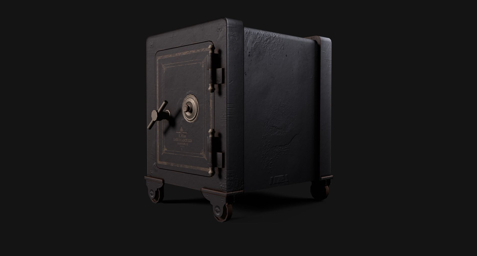 Old Iron Safe Low-poly 3D model_1