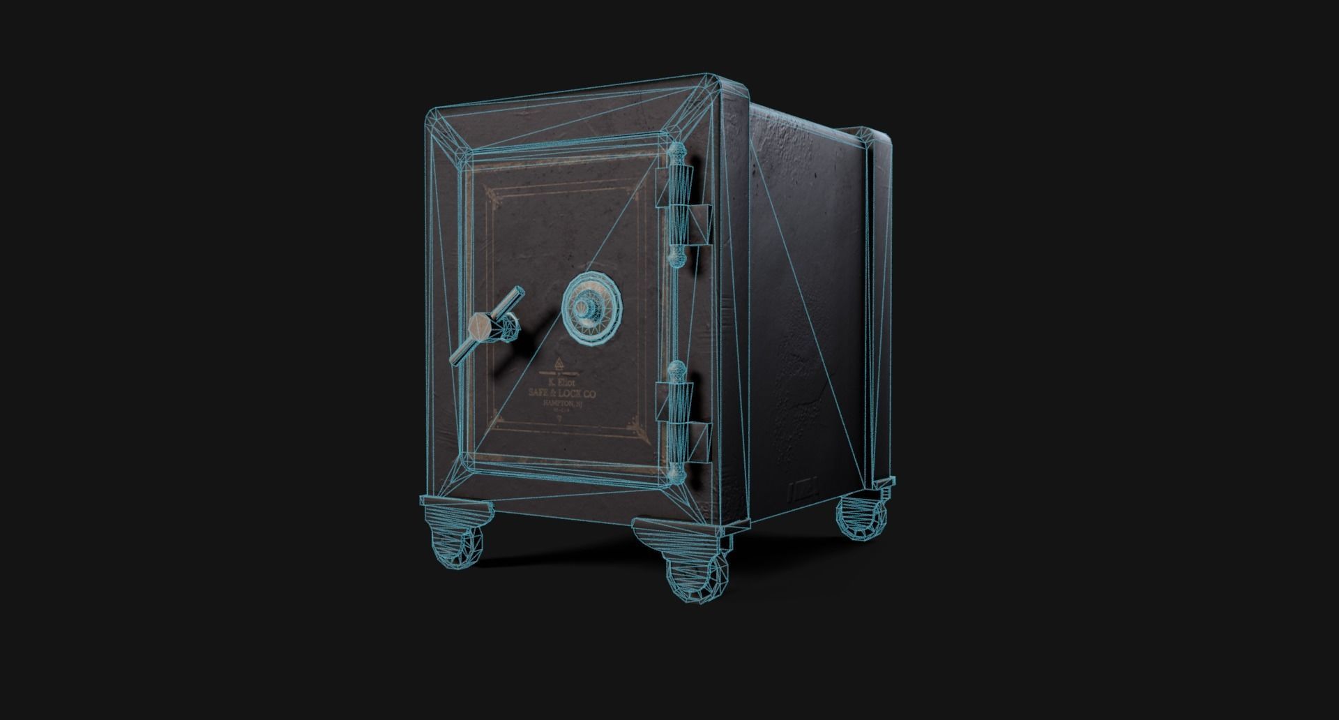 Old Iron Safe Low-poly 3D model_22