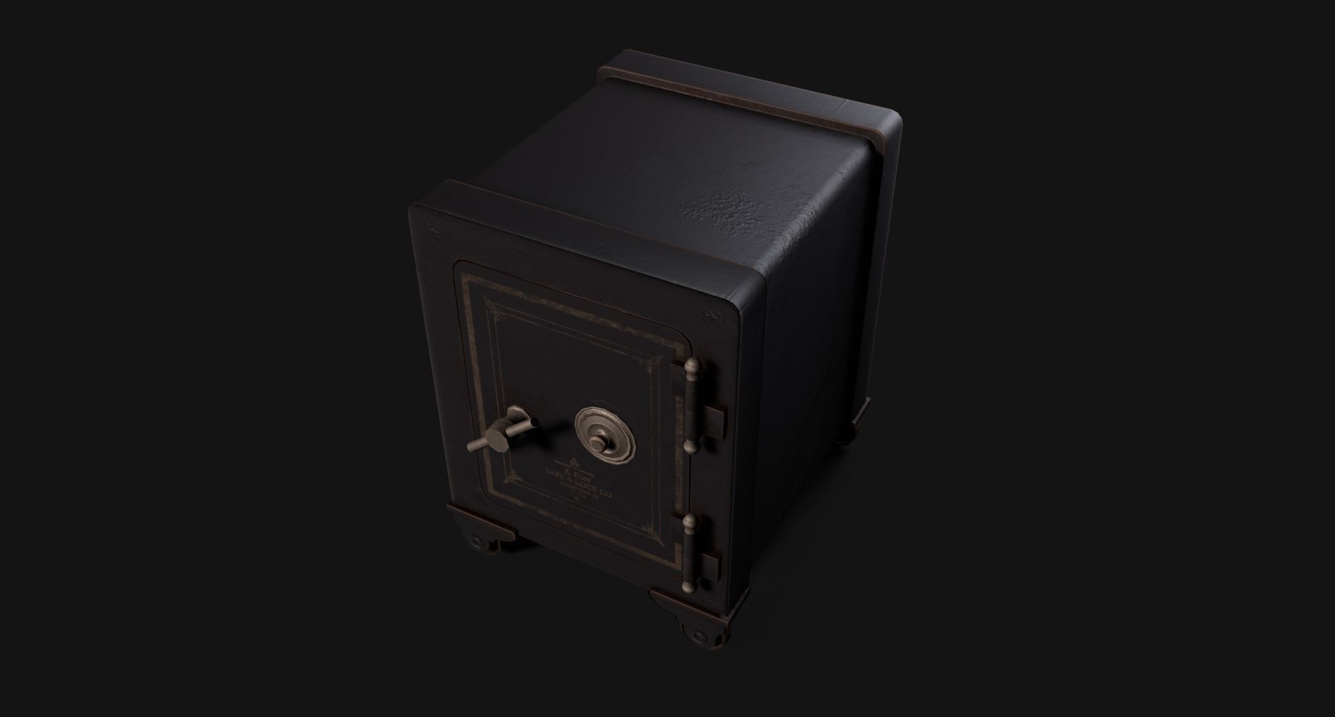 Old Iron Safe Low-poly 3D model_16