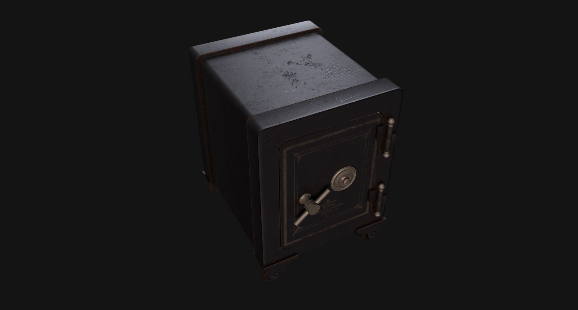 Old Iron Safe Low-poly 3D model_19