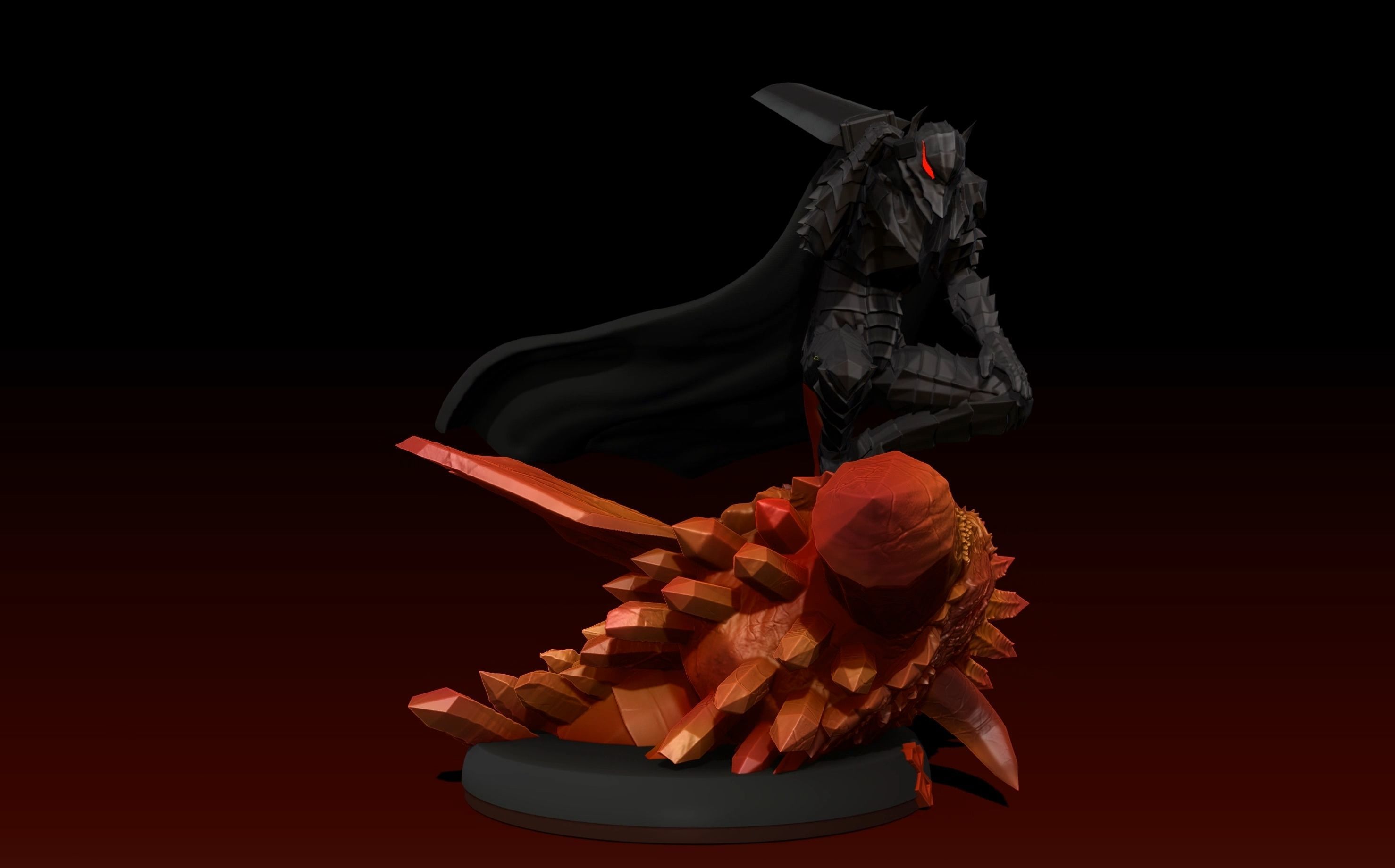 Berserk Guts vs Grunbeld 3d print statue  3D print model_10