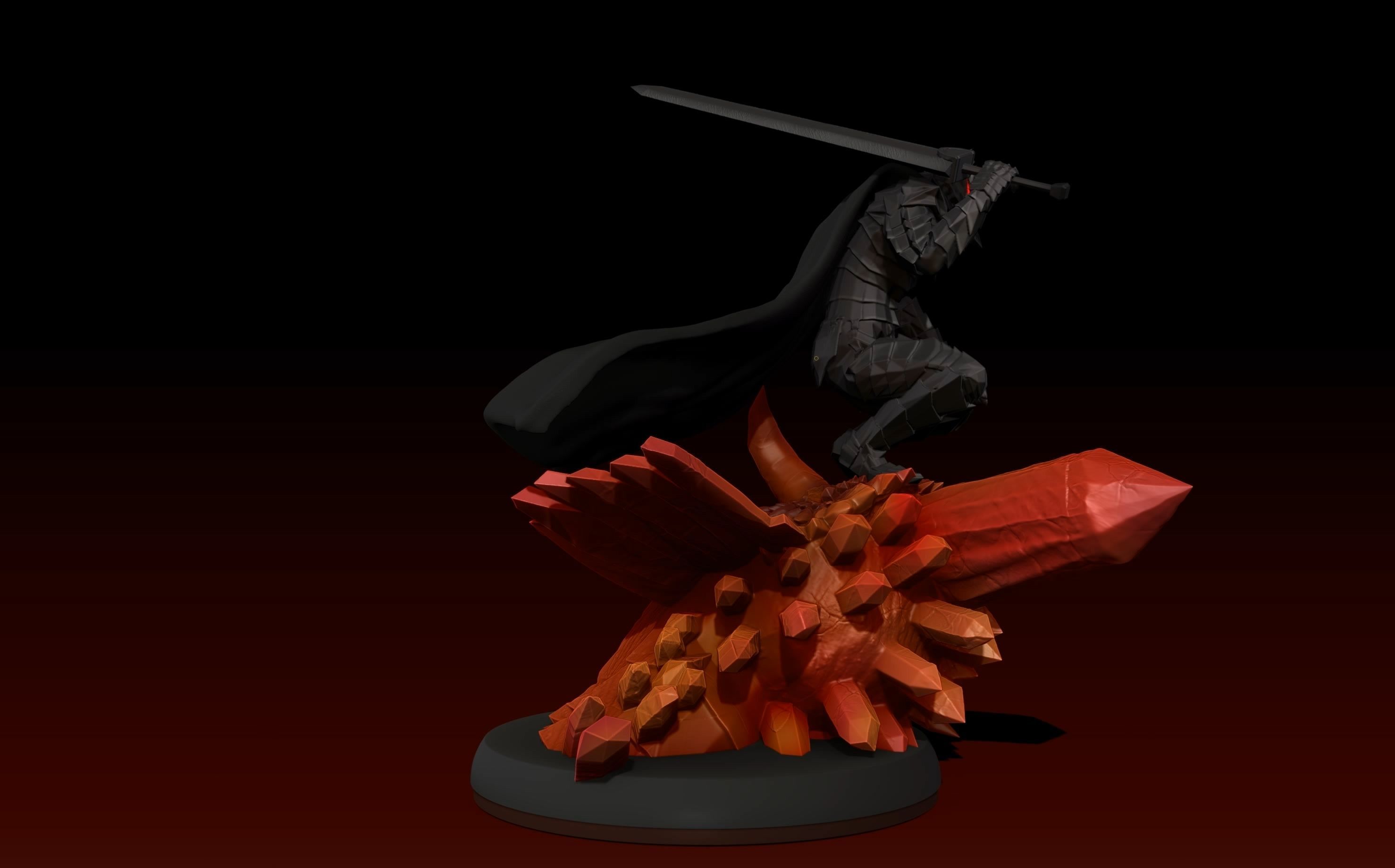 Berserk Guts vs Grunbeld 3d print statue  3D print model_15