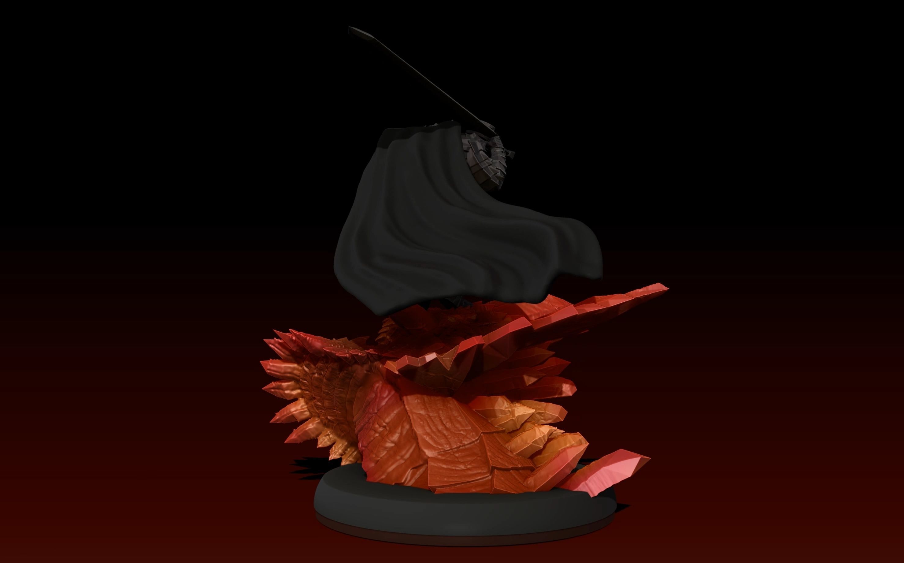 Berserk Guts vs Grunbeld 3d print statue  3D print model_22