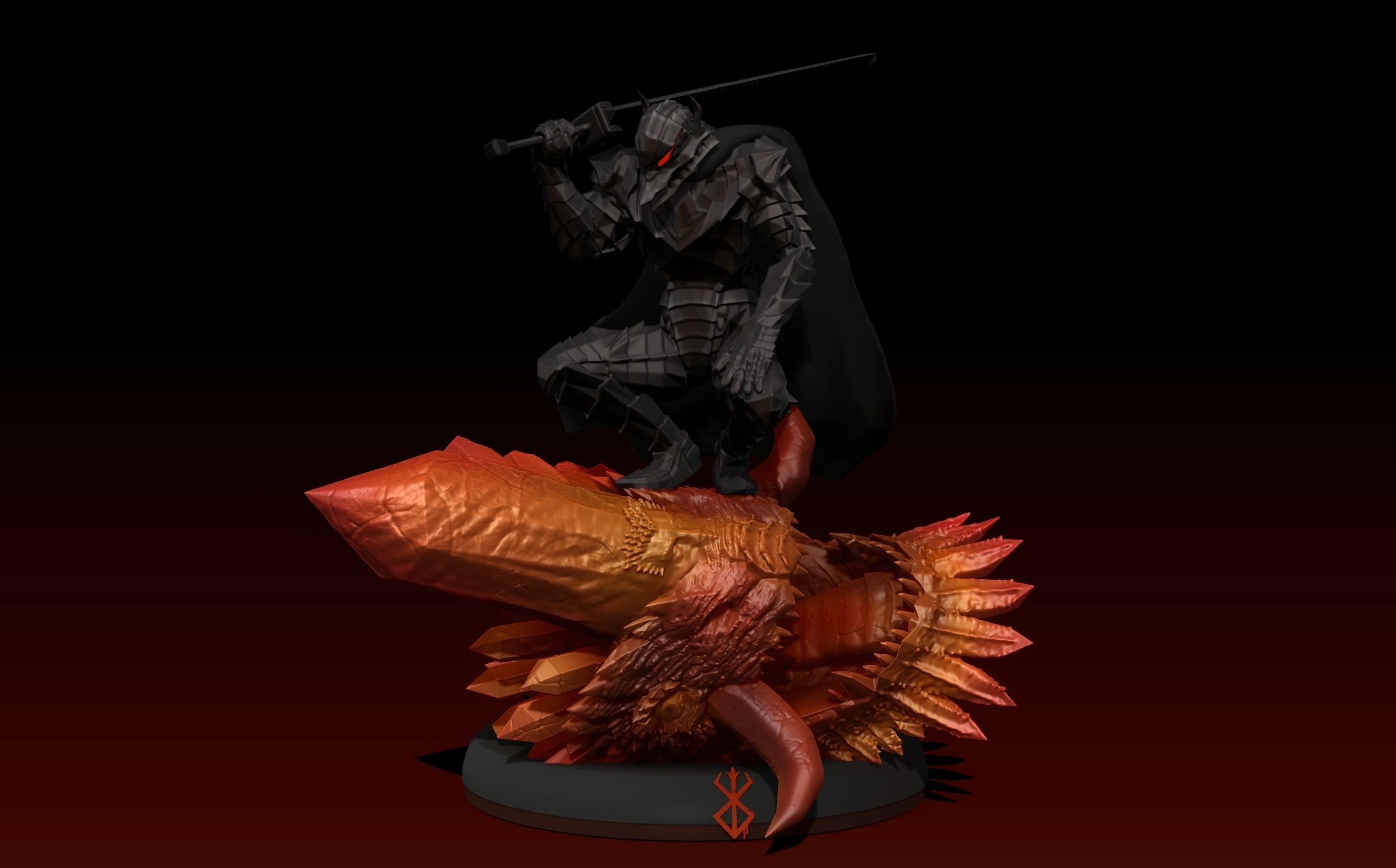 Berserk Guts vs Grunbeld 3d print statue  3D print model_23