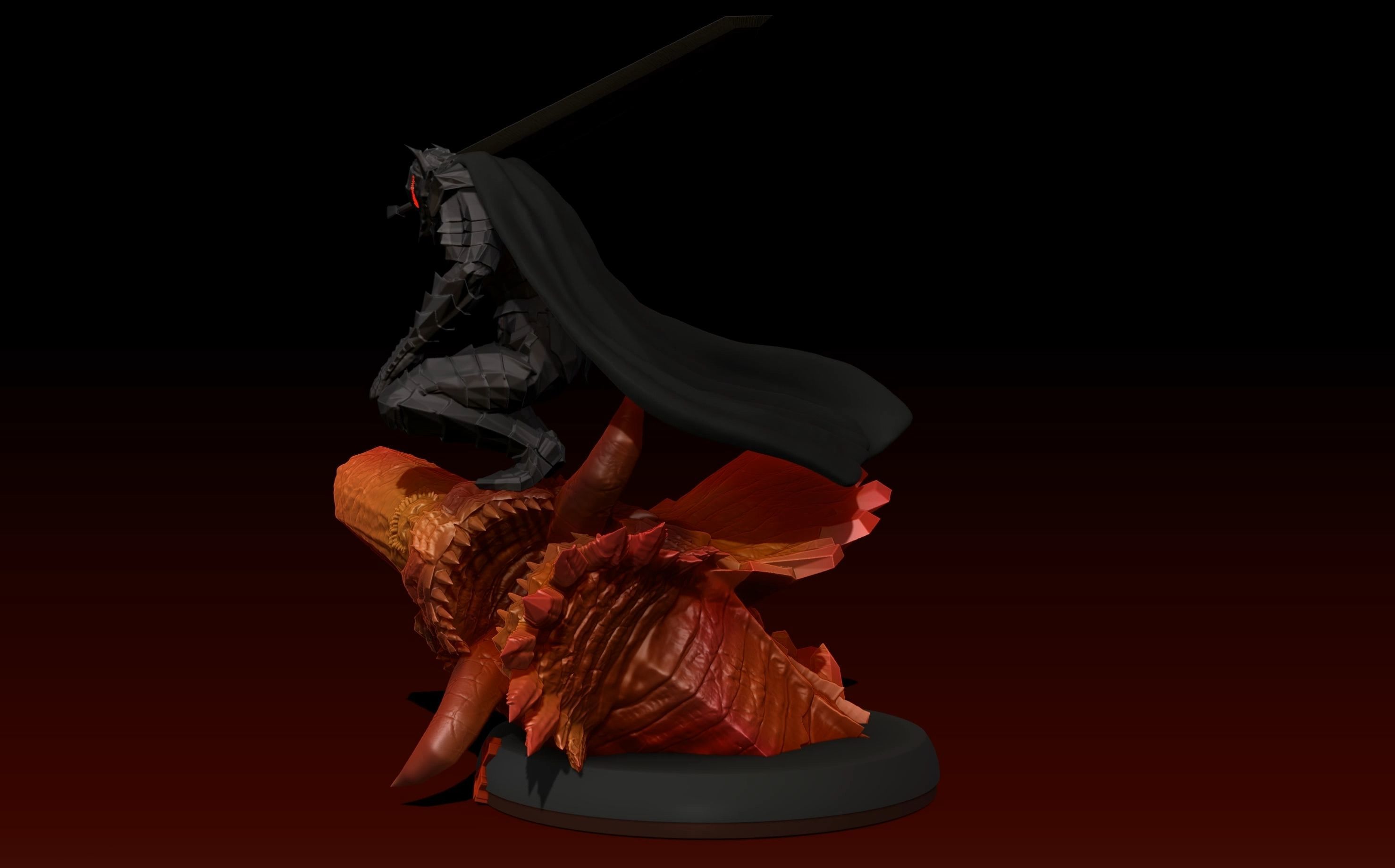 Berserk Guts vs Grunbeld 3d print statue  3D print model_29