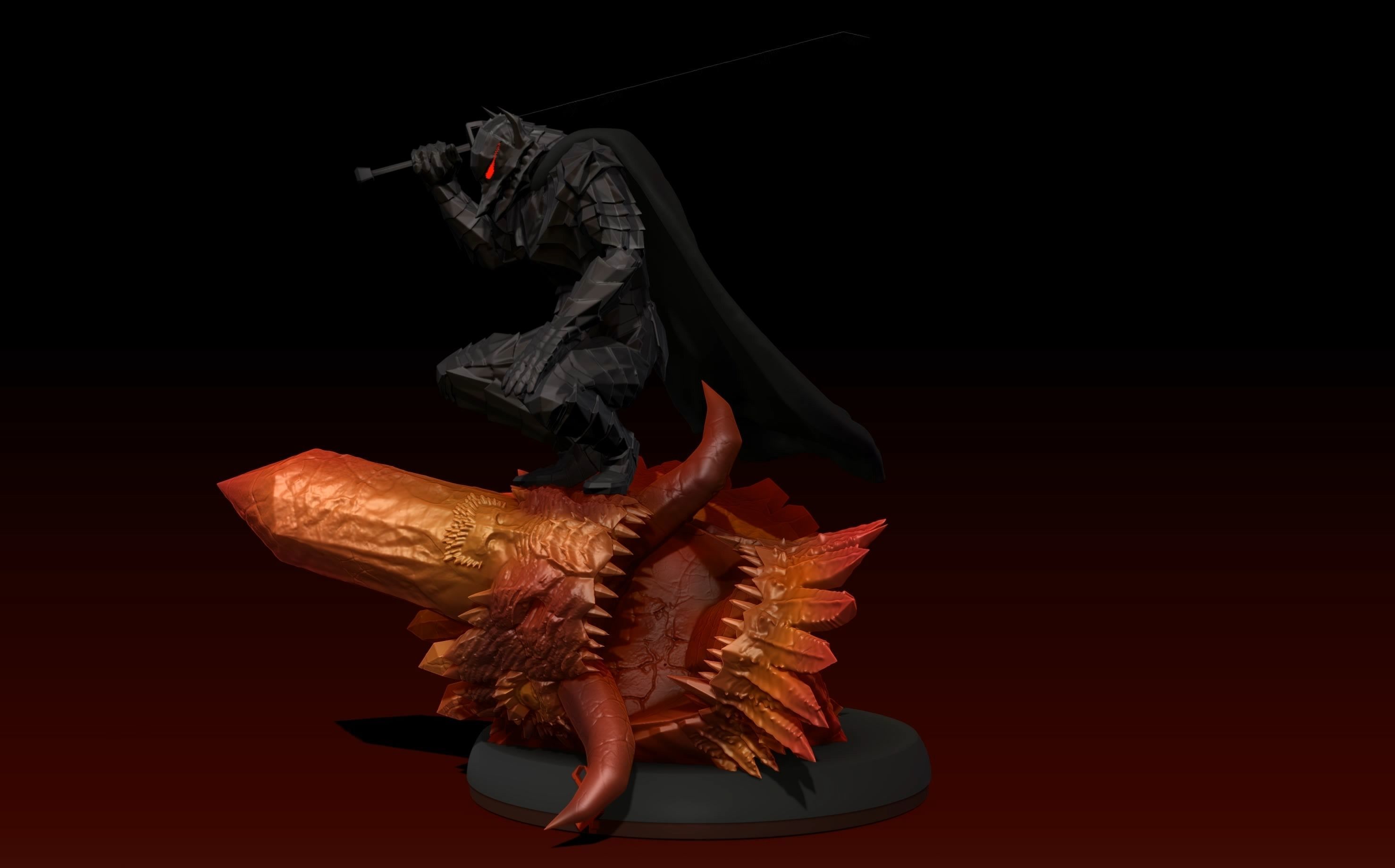 Berserk Guts vs Grunbeld 3d print statue  3D print model_31