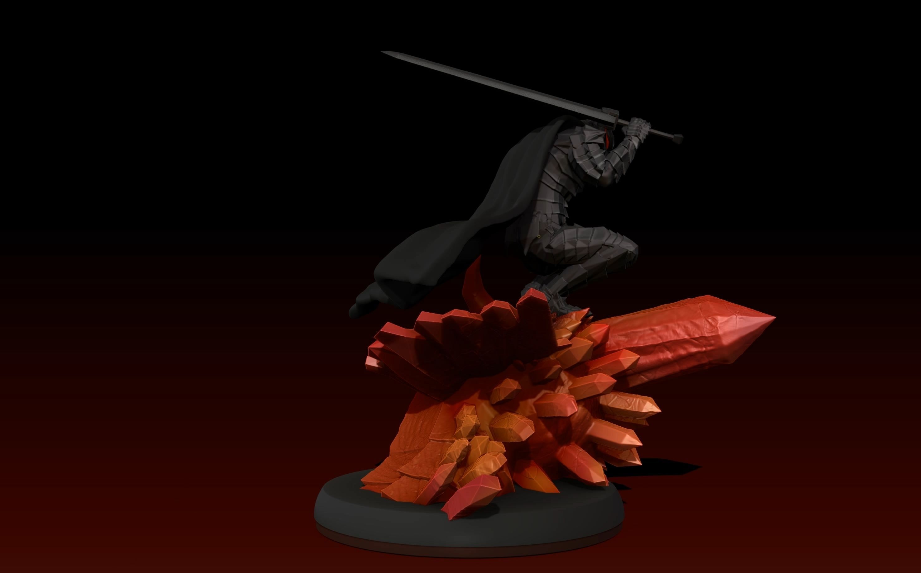 Berserk Guts vs Grunbeld 3d print statue  3D print model_17