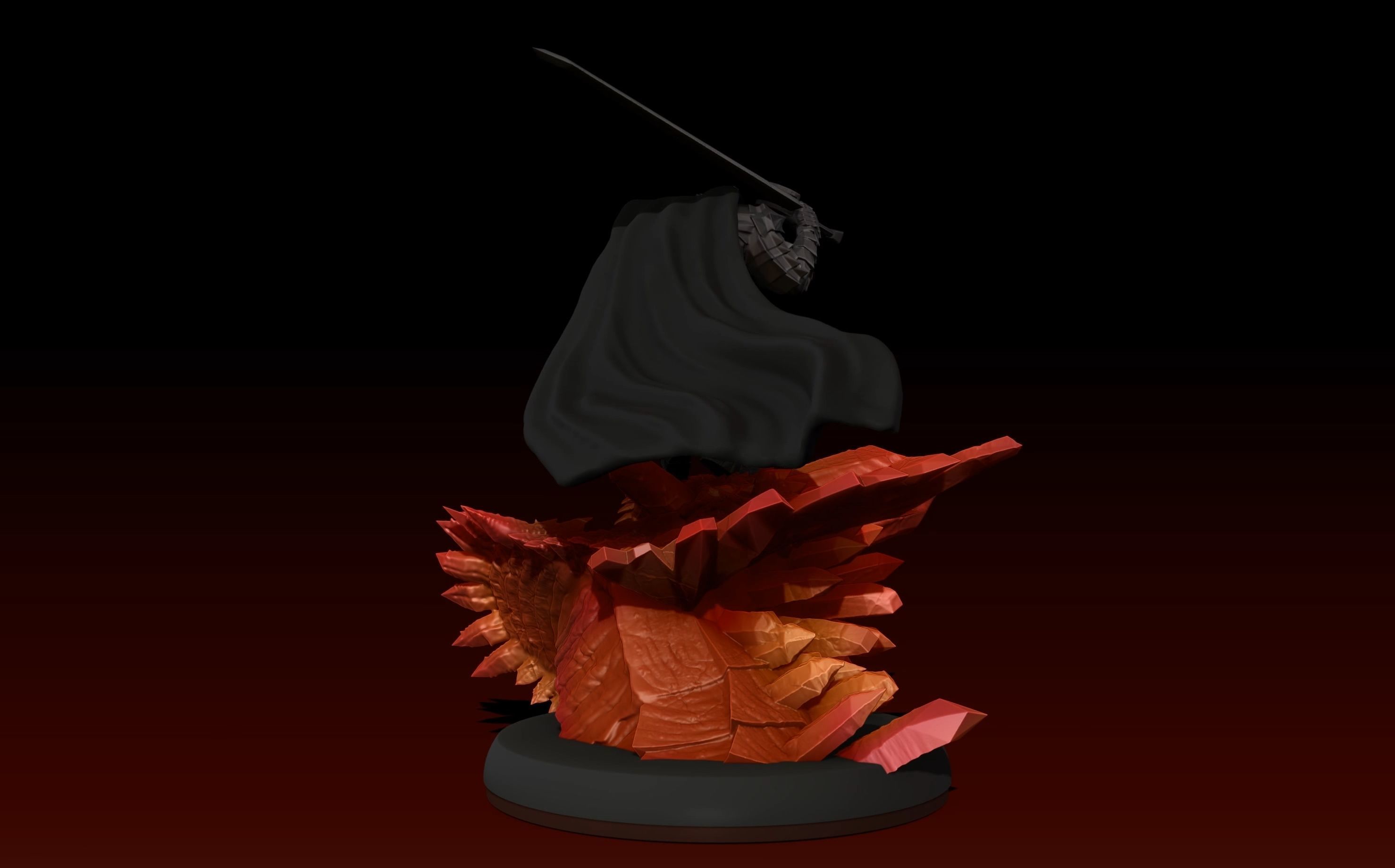 Berserk Guts vs Grunbeld 3d print statue  3D print model_21