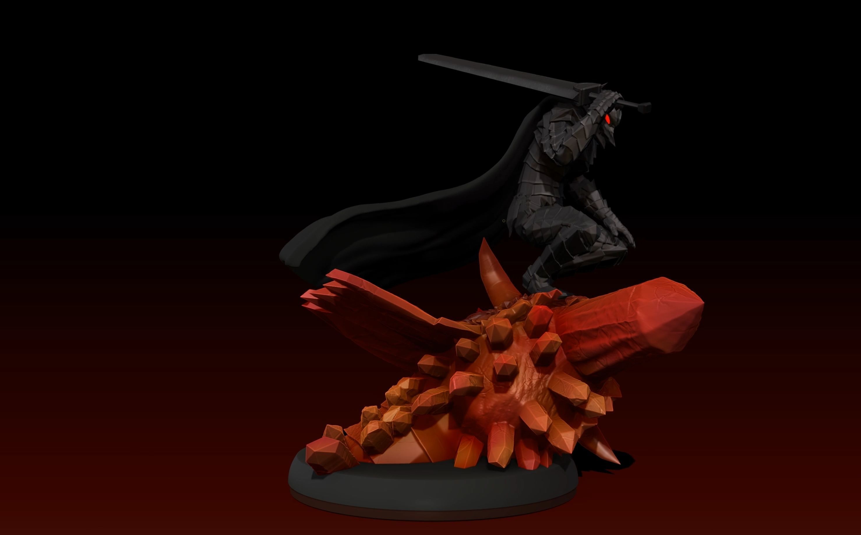 Berserk Guts vs Grunbeld 3d print statue  3D print model_13