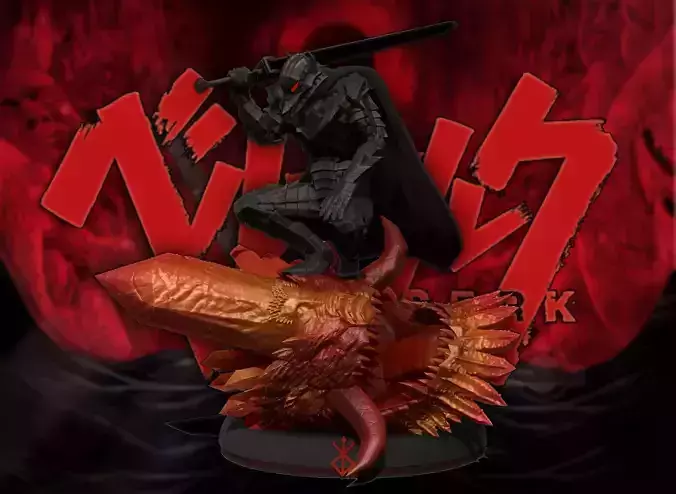 Berserk Guts vs Grunbeld 3d print statue  3D print model