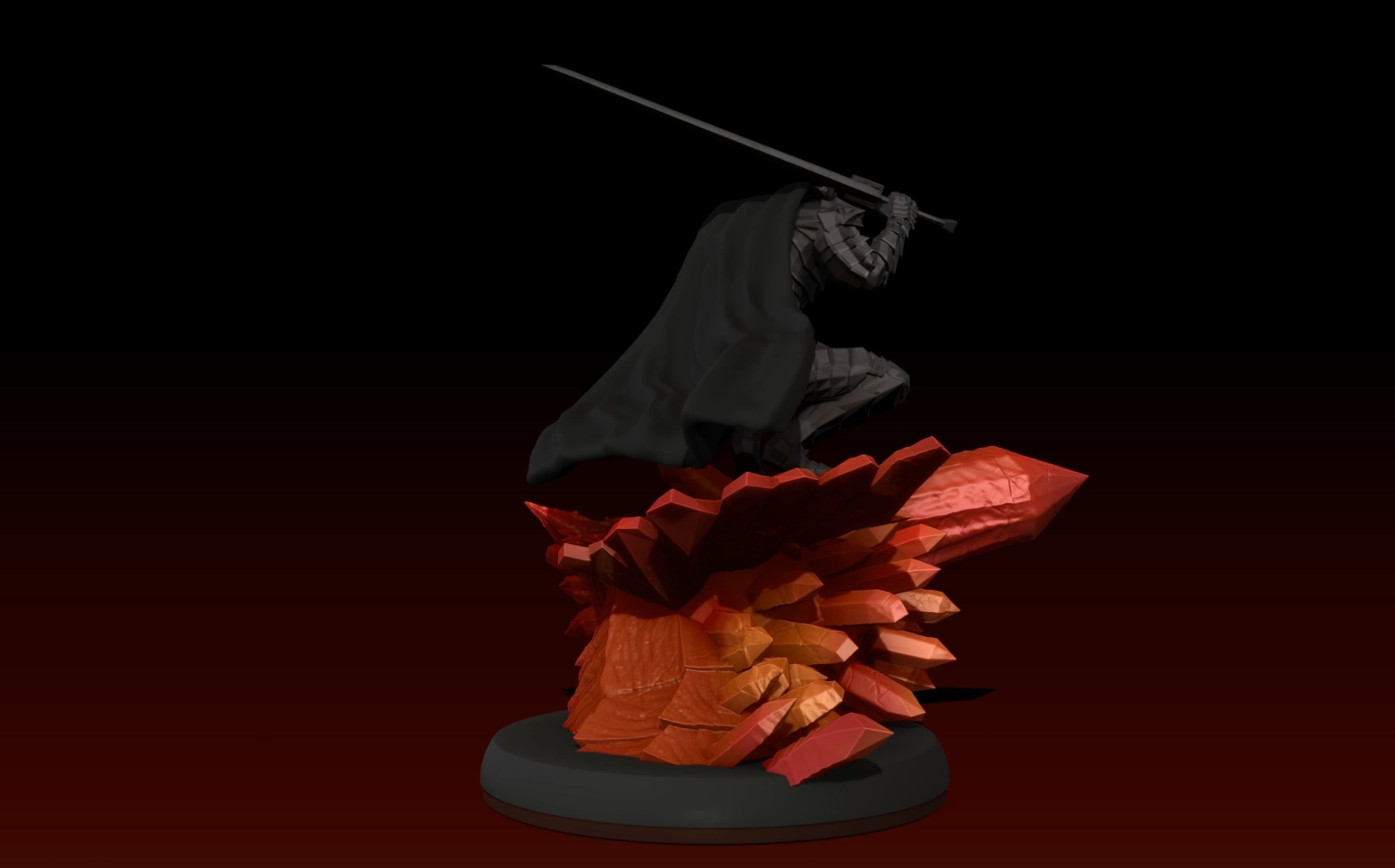 Berserk Guts vs Grunbeld 3d print statue  3D print model_19