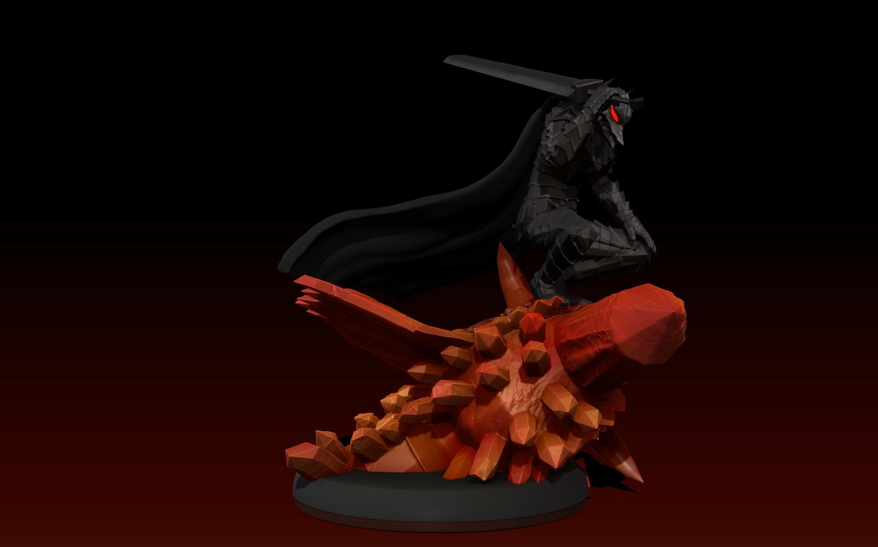 Berserk Guts vs Grunbeld 3d print statue  3D print model_12