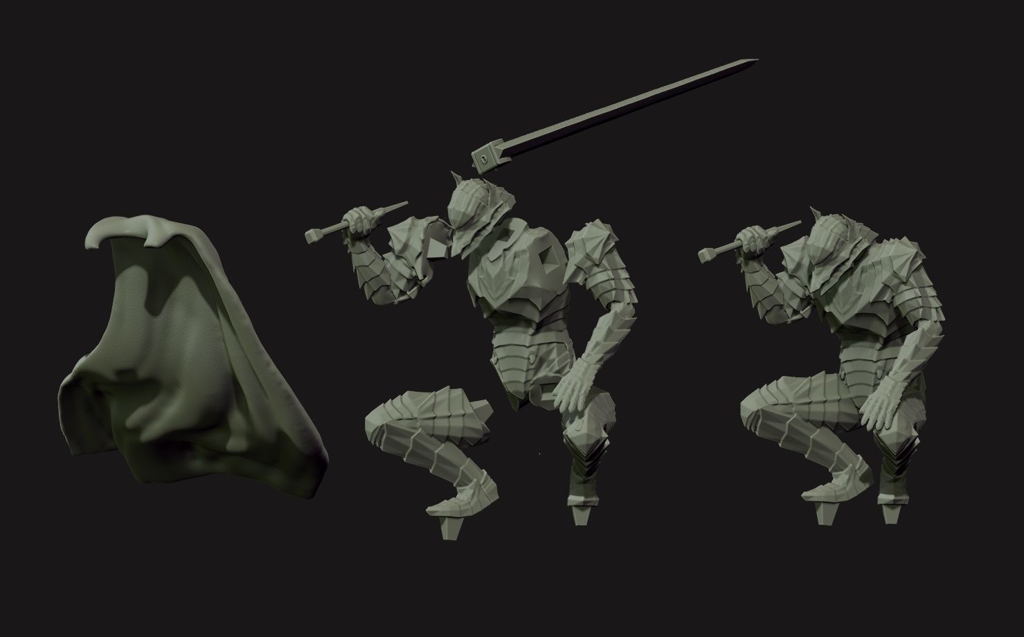 Berserk Guts vs Grunbeld 3d print statue  3D print model_3