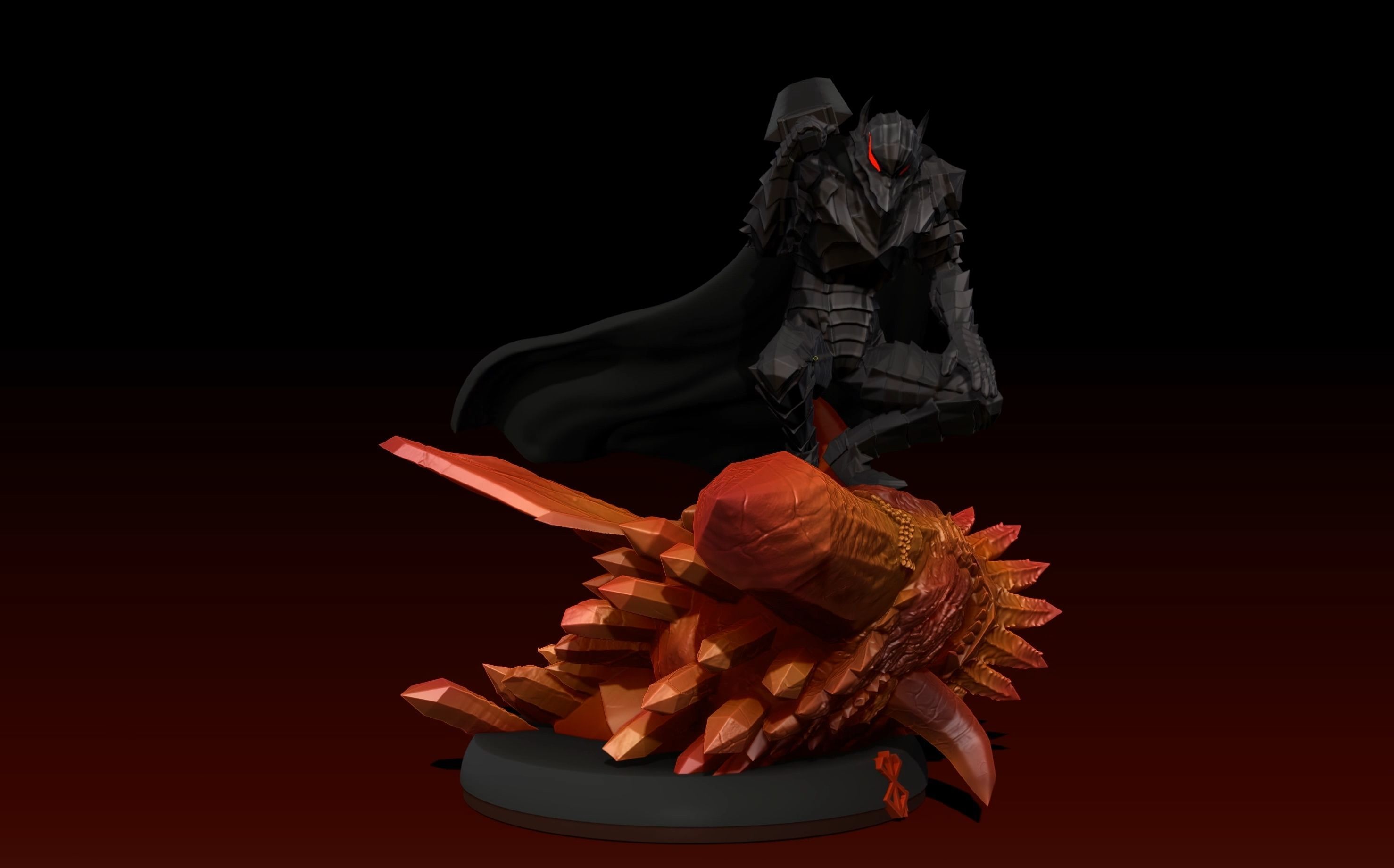 Berserk Guts vs Grunbeld 3d print statue  3D print model_9