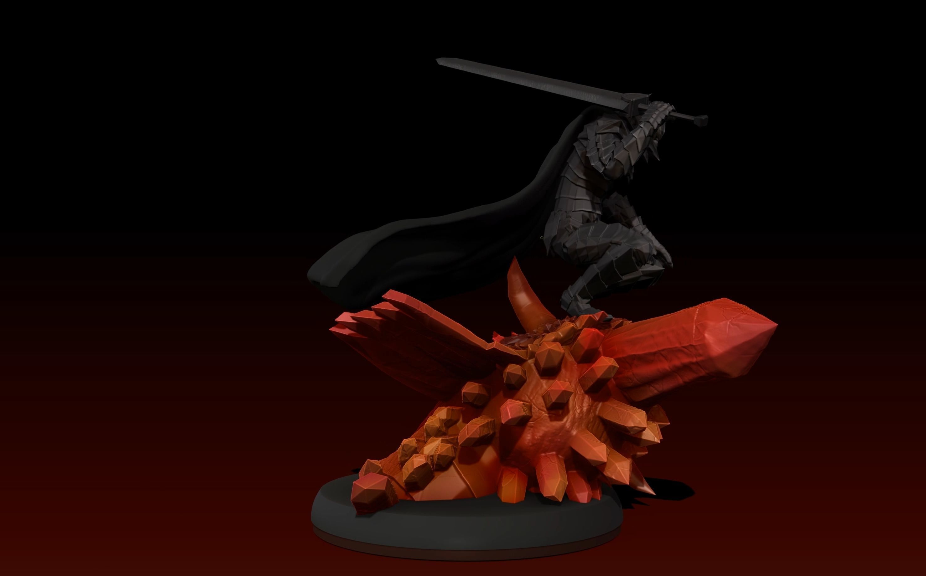 Berserk Guts vs Grunbeld 3d print statue  3D print model_14