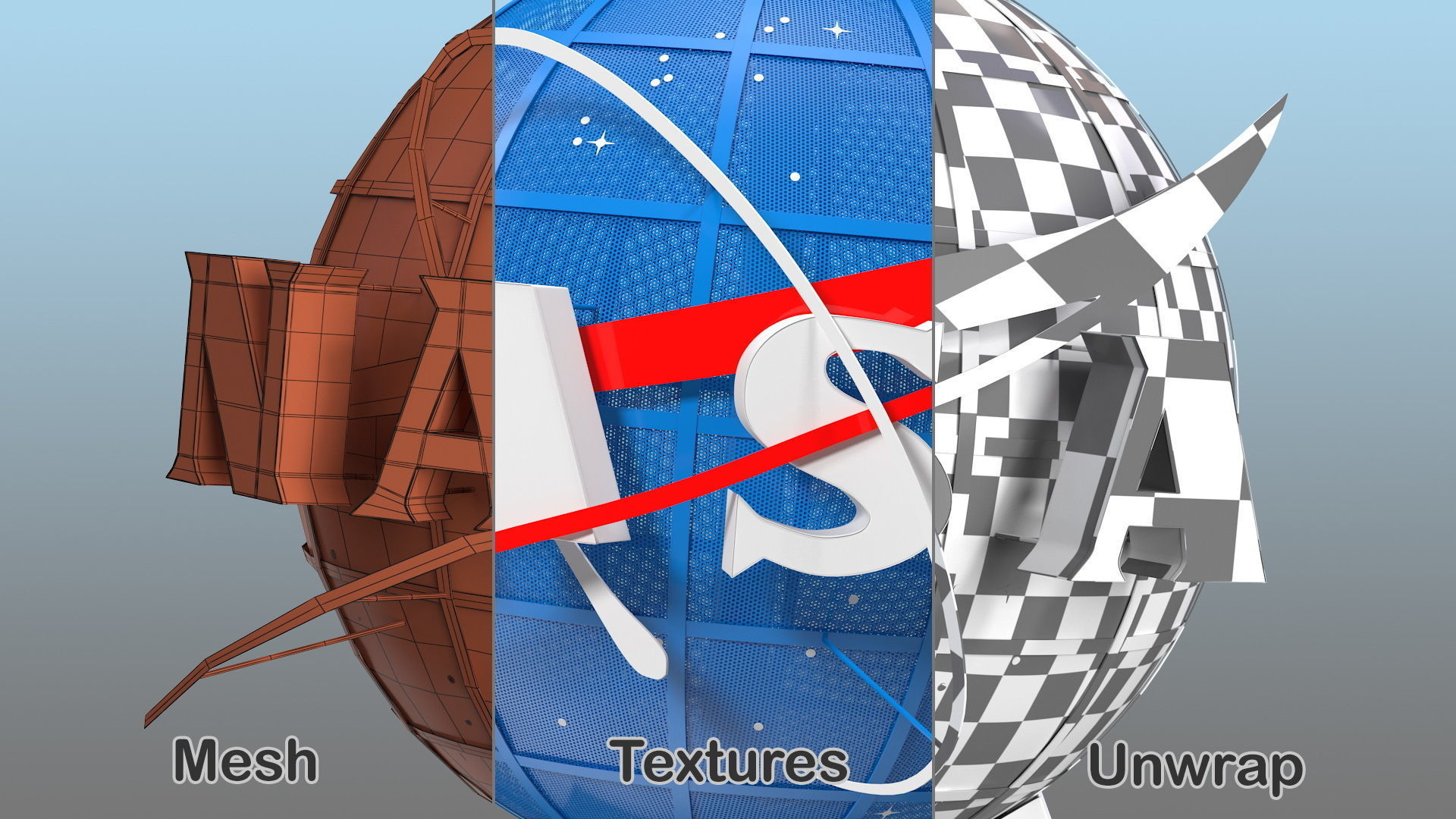 NASA Logo on Globe 3D model_4
