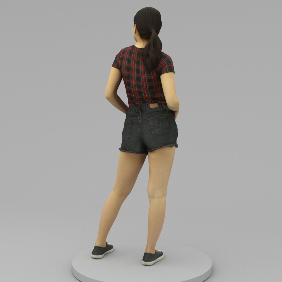 A Pretty Lady Posing with Hands in Pockets 3D model_3