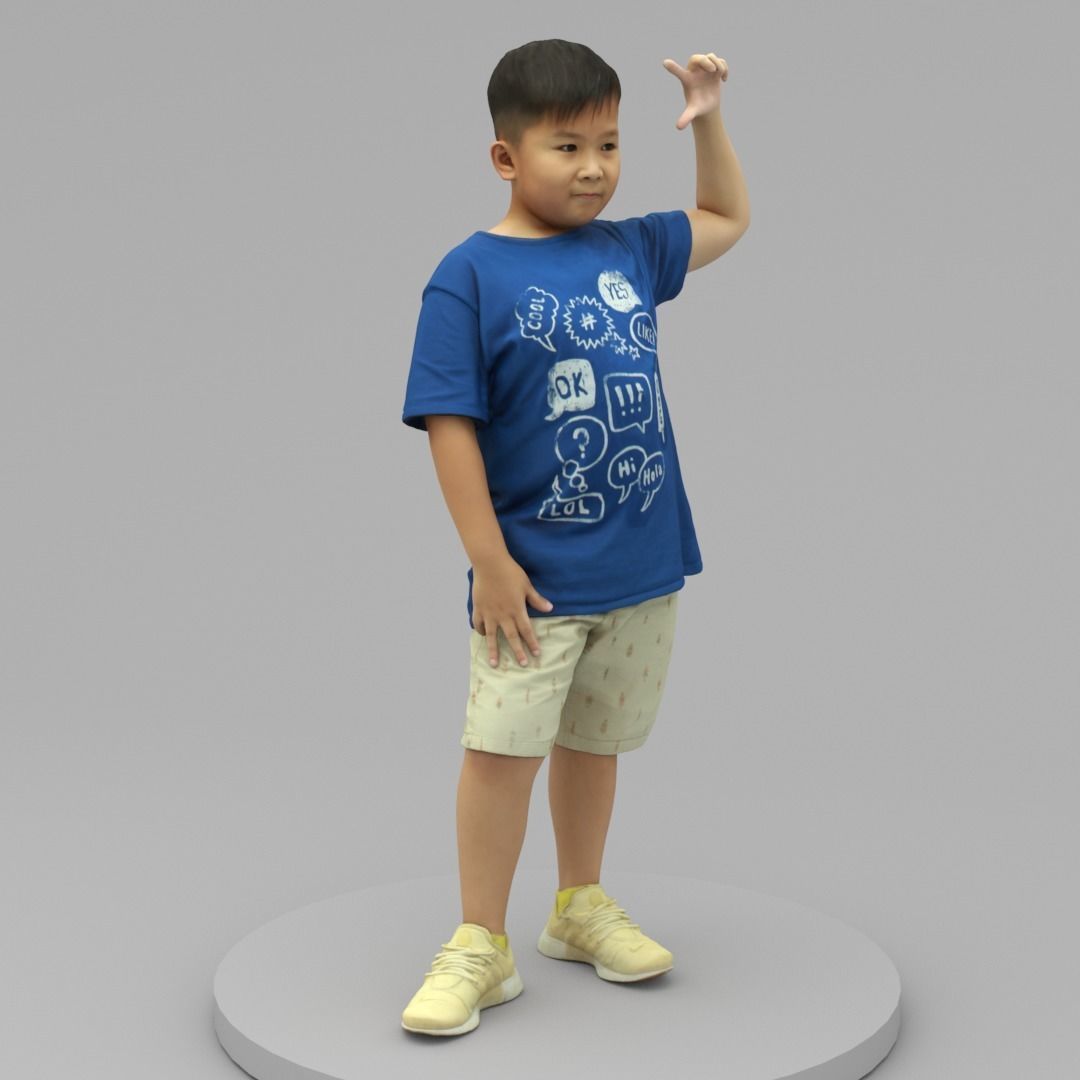 A Fat Boy Standing Alone with Superstar Pose 3D model_2
