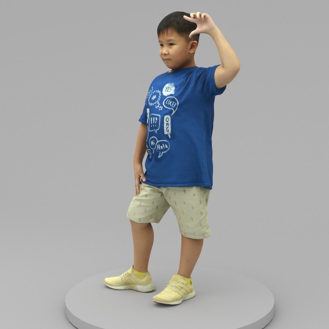 A Fat Boy Standing Alone with Superstar Pose 3D model_1