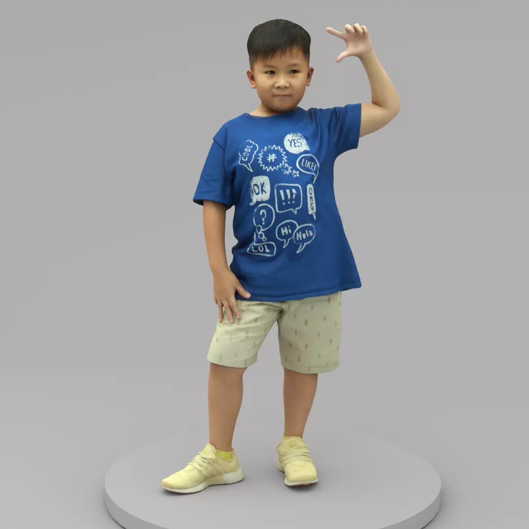 A Fat Boy Standing Alone with Superstar Pose 3D model_0