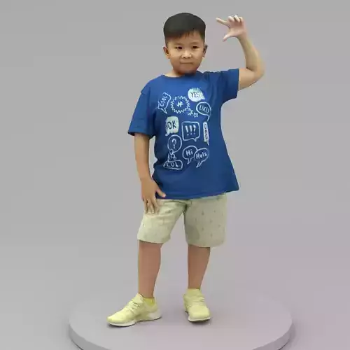A Fat Boy Standing Alone with Superstar Pose 3D model