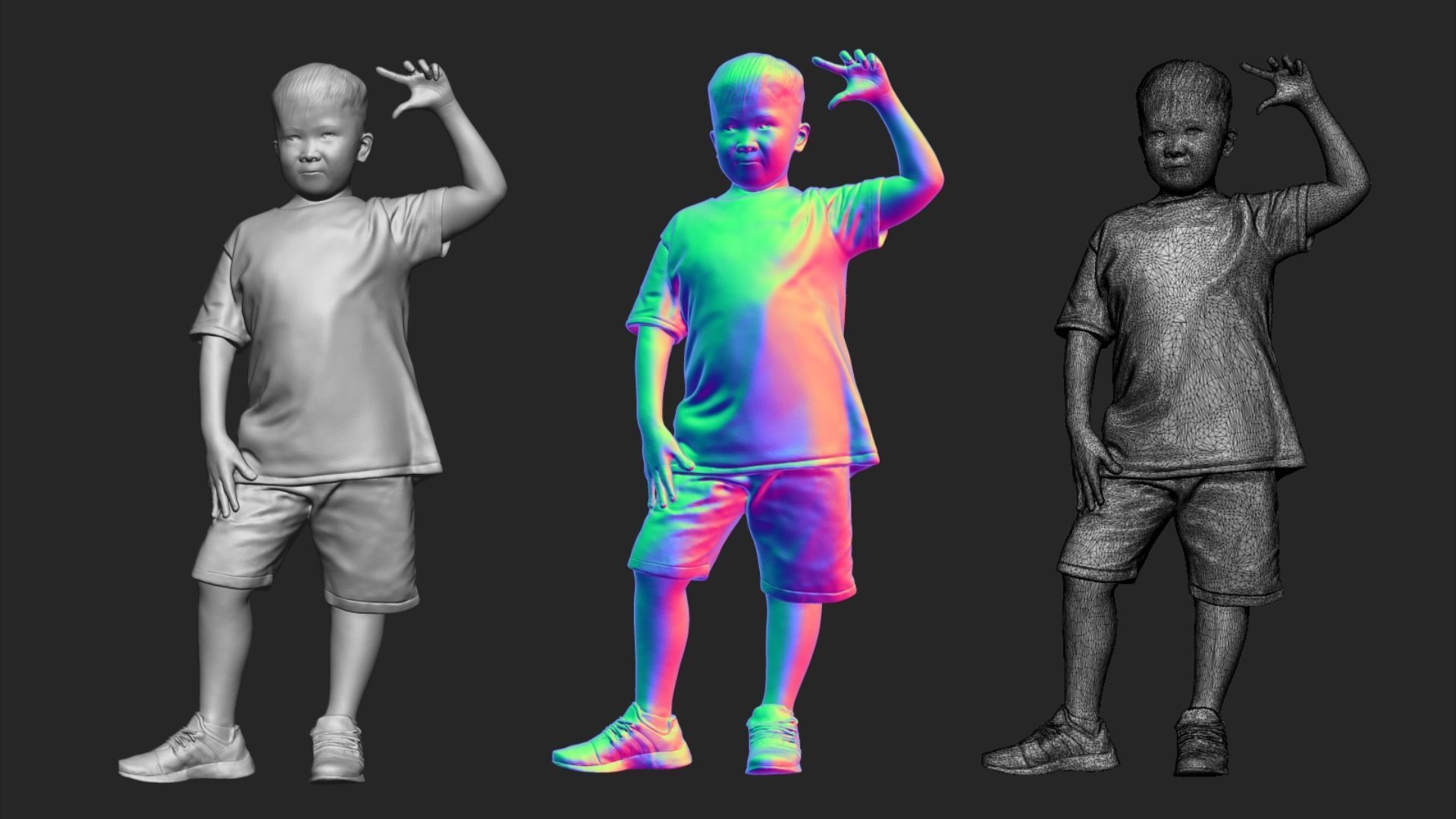 A Fat Boy Standing Alone with Superstar Pose 3D model_6