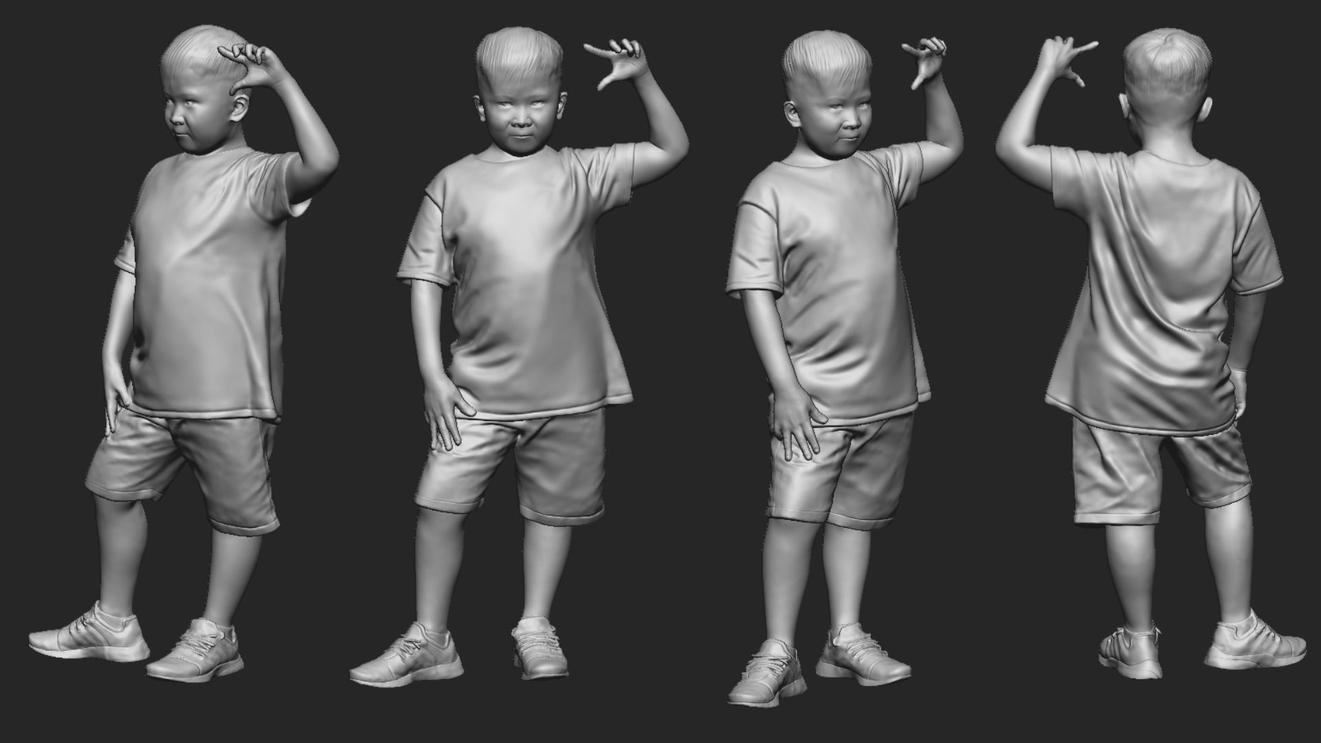 A Fat Boy Standing Alone with Superstar Pose 3D model_5