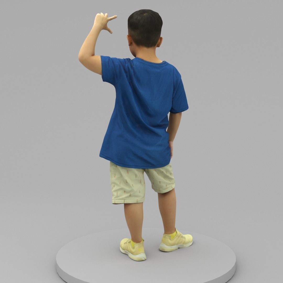 A Fat Boy Standing Alone with Superstar Pose 3D model_3