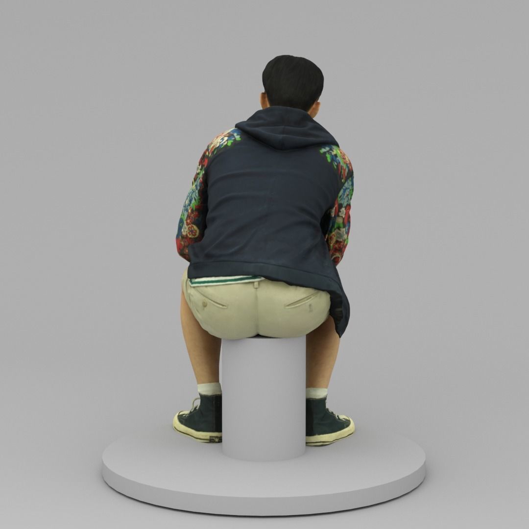 A Tall Young Man Pose Sitting Down 3D model_3