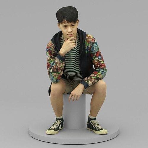 A Tall Young Man Pose Sitting Down 3D model | CGTrader
